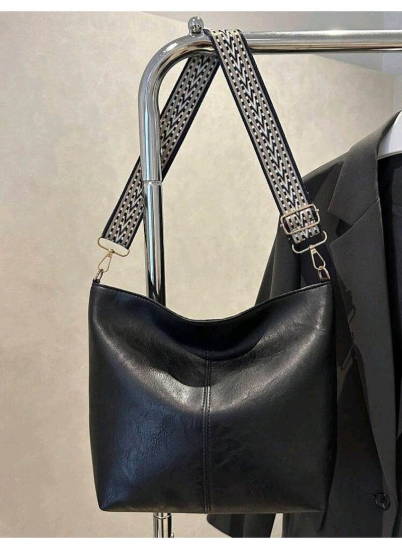 شي إن حقيبة كتف بحزام كتف بنمط هندسي، حقيبة مراسلة كبيرة السعة، حقيبة كتف بتصميم كلاسيكي - Image 4